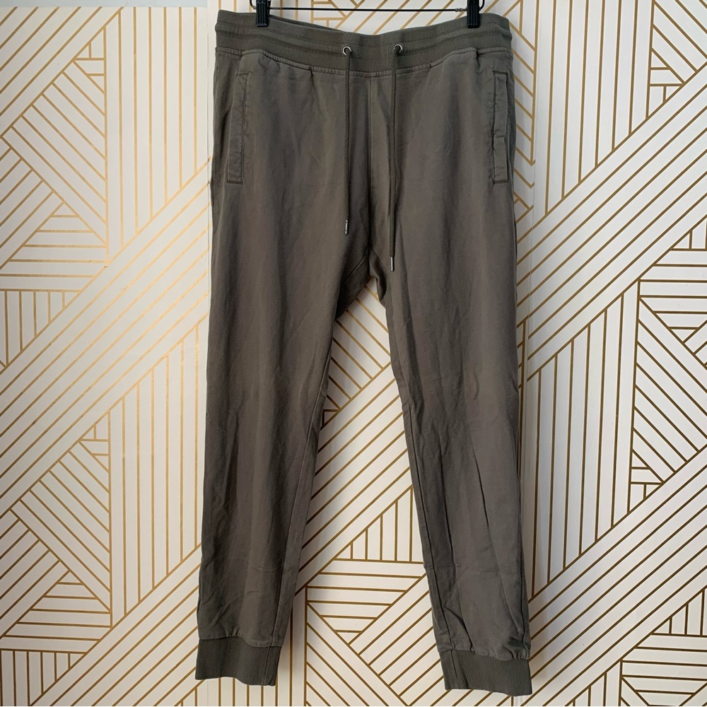 Bread & Boxers 100% Cotton Lounge Pants drawstring waist jogger ribbed green XL